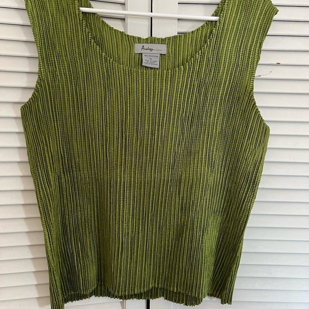 Analogy Green Pleated Top